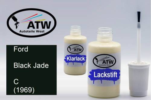 Ford, Black Jade, C (1969): 20ml Lackstift + 20ml Klarlack - Set, von ATW Autoteile West.